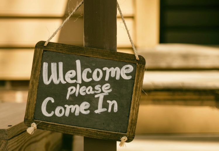 Welcome chalkboard sign