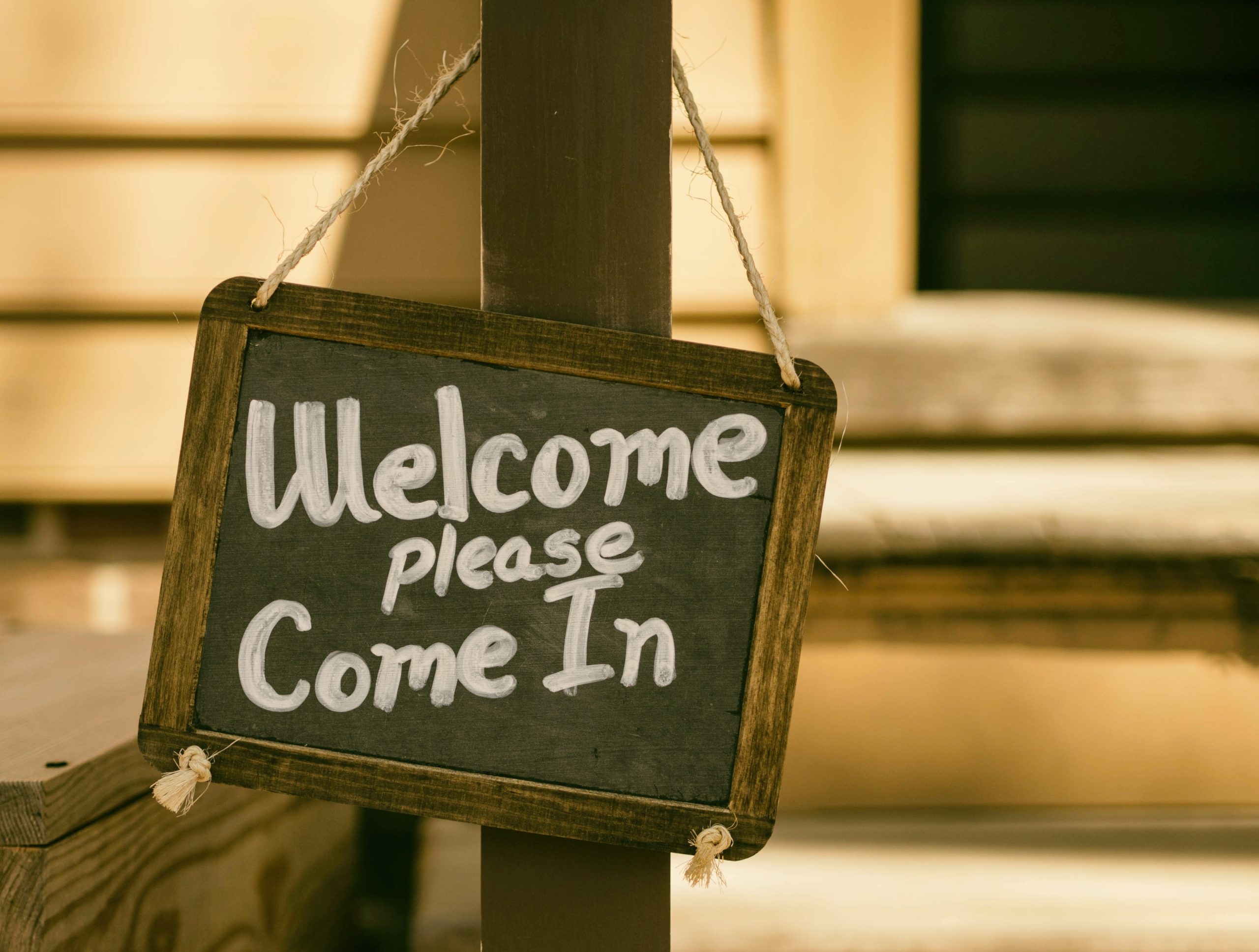 Welcome chalkboard sign